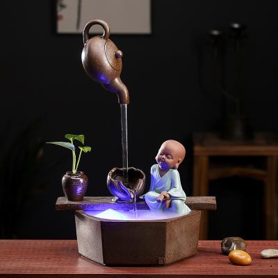 天壶悬空流水茶馆茶室茶桌茶台茶楼装饰室内水景复古客厅禅意摆件