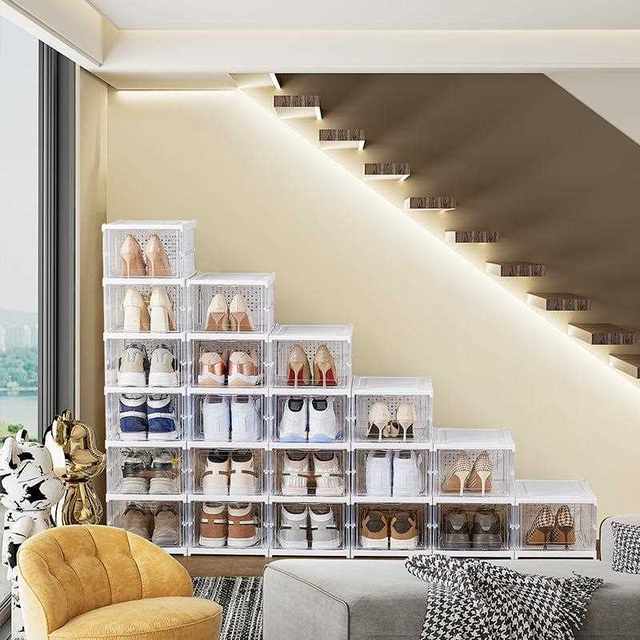 New direct-selling thickened plastic simple shoe rack transparent dustproof flip-type indoor household storage shoe cabinet large capacity