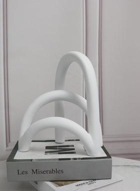 新款直销简约现代白色树脂拱形屏风摆件客厅玄关电视柜书房饰品摆