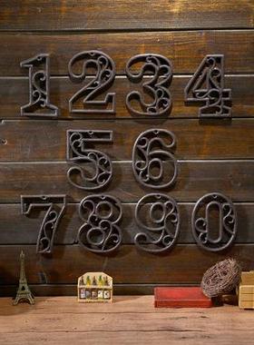 新款直销美式工业铸铁数字墙壁装饰咖啡馆酒吧餐厅DIY门牌桌牌电