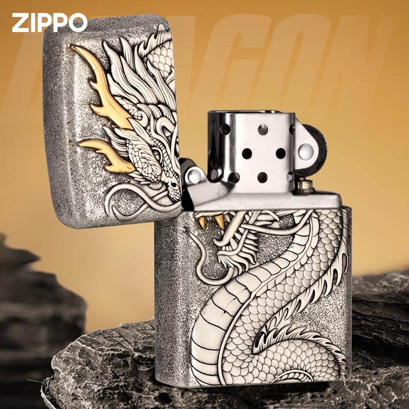zippo打火机飞龙在天防风芝宝官方正品男士生日情人节礼物送男友