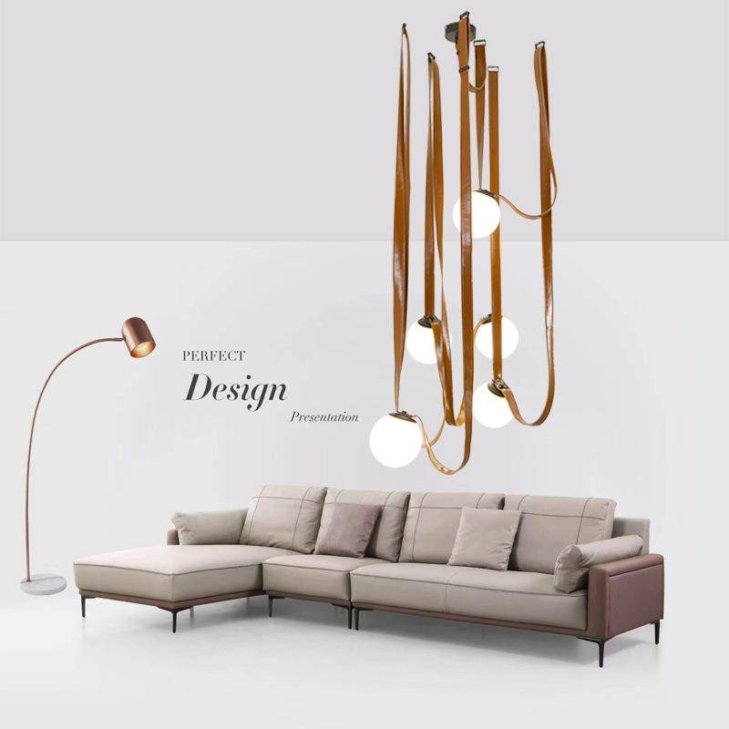 直销新款北欧皮革吊灯玻璃罩皮带简约设计师艺术皮革客厅酒店别墅,淘宝优惠券,粉丝福利购,淘宝优惠卷