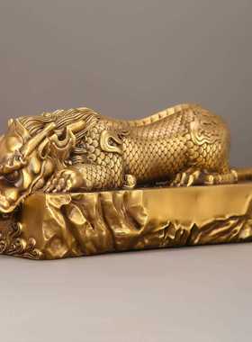 新款直销全黄铜吐水蚣蝮镇避水吸水兽瑞兽玄关酒柜办公桌装饰摆件