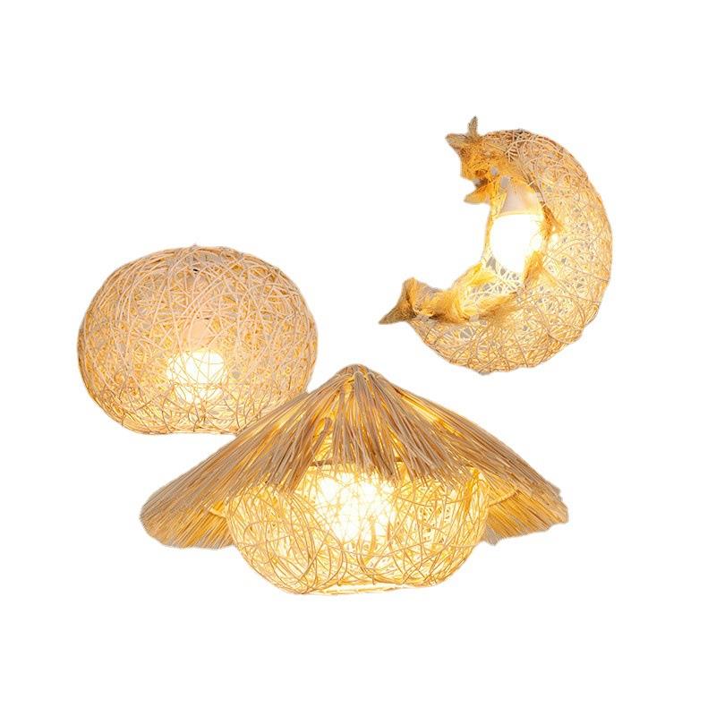 新款直销东南亚藤艺竹艺鸟巢餐厅小吊灯创意日式客厅卧室酒吧海螺 - 图3