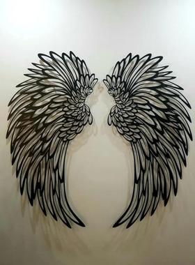 新款直销跨境独立站热销摆件雕刻金属墙饰艺术带灯天使之翼壁挂装