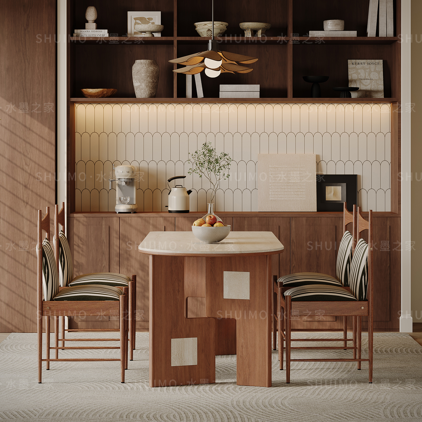 德利丰岩板法式中古奶油洞石客厅餐桌小户型家用半岛圆椭圆长方形 - 图1