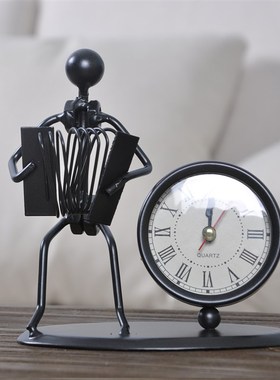 北欧ins金属现代简约时钟 创意个性客厅卧室床头装饰品钟表小摆件