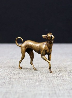 古玩铜器旺财纯铜狗实心个性复古纯铜工艺茶宠桌面风水招财摆件小