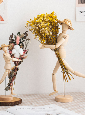 现代简约木偶摆件干花客厅卧室桌面好物女生创意ins风摆设装饰品