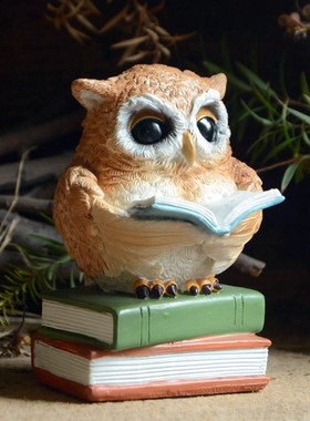 可爱猫头鹰摆件创意仿真动物房间装饰办公桌摆设朋友生日礼物