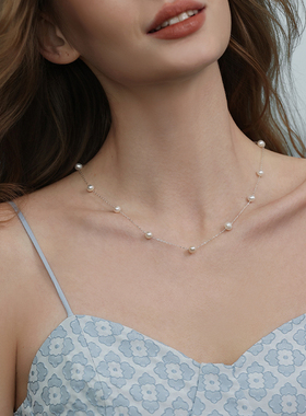 TRK珠宝满天星淡水珍珠项链女款锁骨链高级感毛衣链轻奢颈链s925