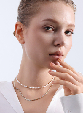 TRK极光天然淡水客旭keshi珍珠项链女S925银小众设计感简约锁骨链