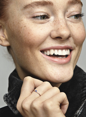 Pandora潘多拉恒星蓝单石素圈戒指玫瑰金色绿色女高级小众