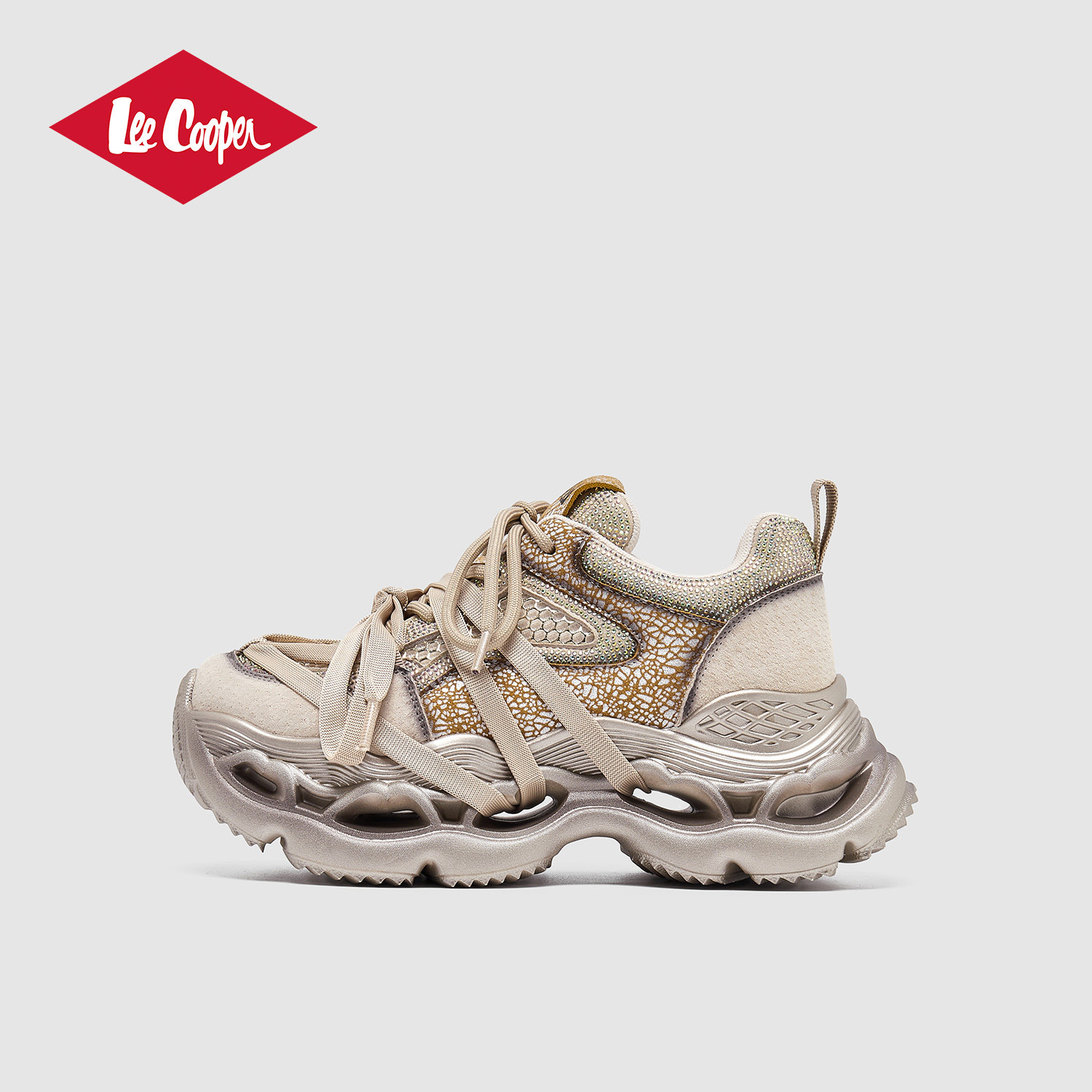 Lee Cooper老爹鞋女款2025新款秋季厚底增高休闲鞋时尚镂空运动鞋,淘宝优惠券,粉丝福利购,淘宝优惠卷