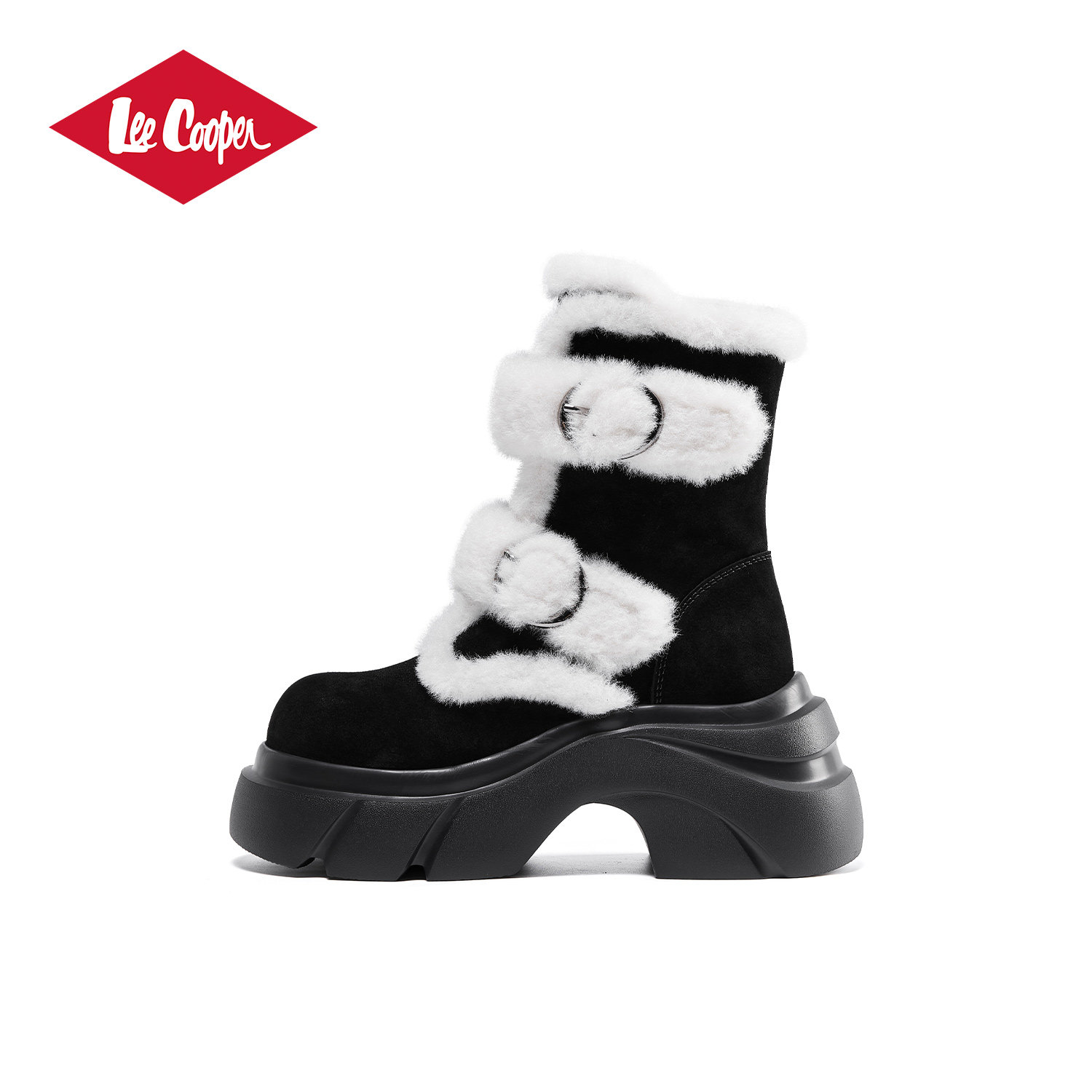Lee Cooper厚底毛毛雪地靴女2025冬季新款加绒加厚保暖东北马丁靴,淘宝优惠券,粉丝福利购,淘宝优惠卷