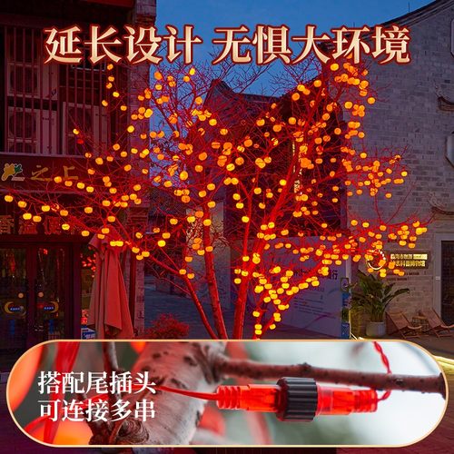 新年装饰柿子灯笼太阳能灯户外防水免接电挂树上春节装扮庭院氛围 - 图1