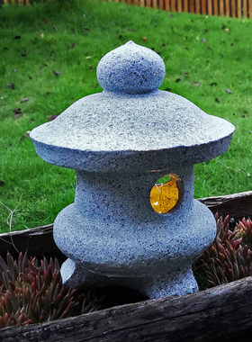 仿古石灯笼日式庭院灯户外别墅花园中式禅意太阳能小石灯摆件包邮