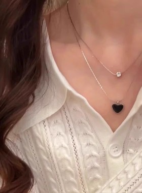 轻奢时尚气质锁骨链双色爱心项链