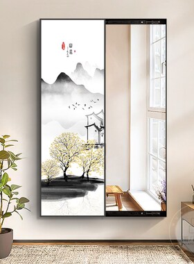 网红隐藏式家镜子壁挂推水拉全身镜玄关隐形穿衣镜山试衣镜装用饰