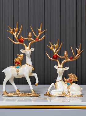 流沙画鹿摆件客厅玄关沙漏电视柜酒柜家居装饰品搬家乔迁新居礼物