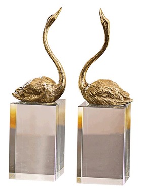 创意礼品新古典全铜天鹅摆件书档家居饰品客厅样板间书房摆设