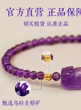九紫离火天然紫水晶貔貅手链女鸿运当头吸金招米正财貔貅手串
