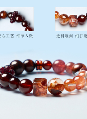 果粉同款勃艮第红酒色手链天然水晶红胶花手串男女高级感轻奢礼物