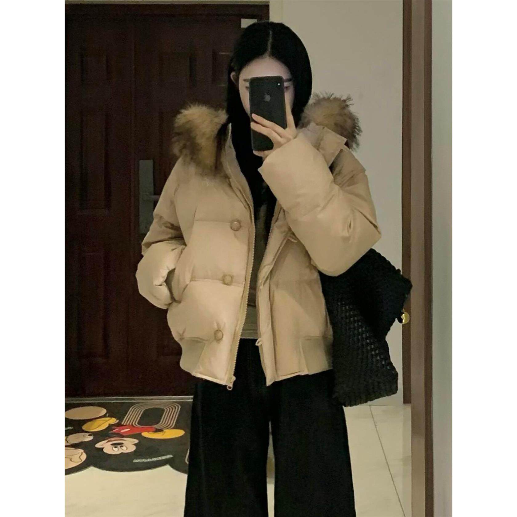 超好看毛领连帽短款棉服女冬季2025新款保暖面包服加厚棉衣外套,淘宝优惠券,粉丝福利购,淘宝优惠卷