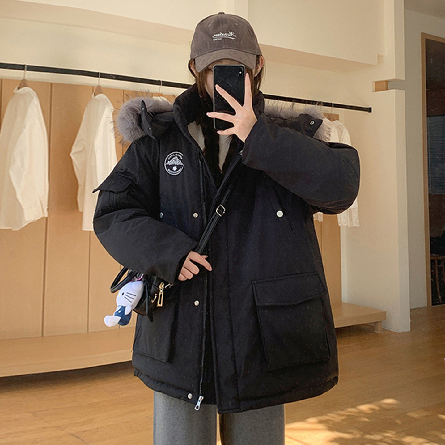 冰岛极夜毛毛内胆大毛领派克服女棉服2025新款加绒工装厚外套棉衣,淘宝优惠券,粉丝福利购,淘宝优惠卷