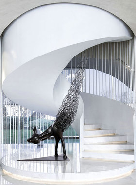 鹿摆件酒店大堂艺术空间抽象雕塑镂空铁艺大型落地动物工艺装饰品