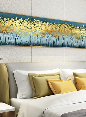 好货纯手绘油画金色发财树现代客厅沙发背景墙装饰画卧室书房床头