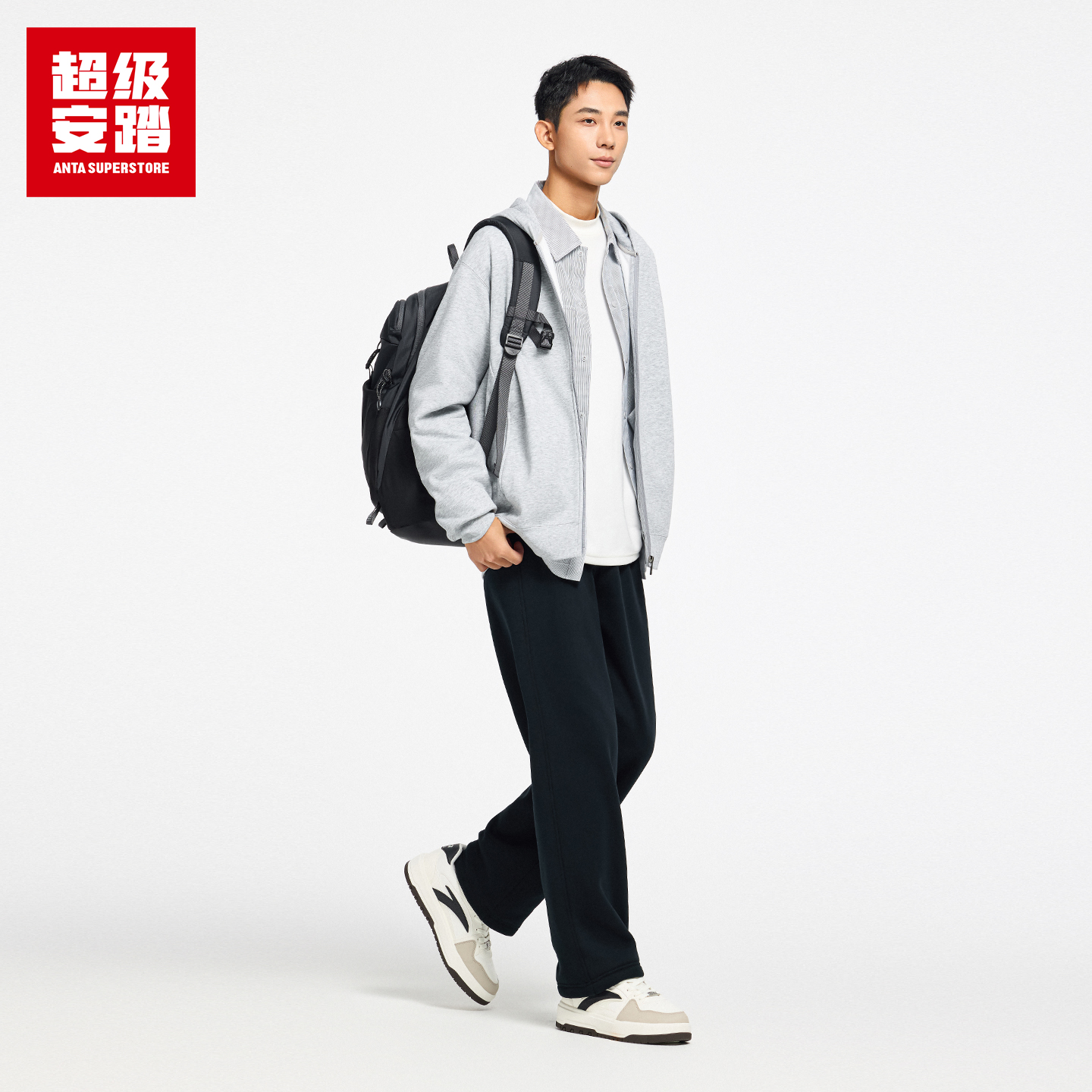 超级安踏男子加绒连帽外套秋冬保暖卫衣简约运动上衣152548716U - 图3