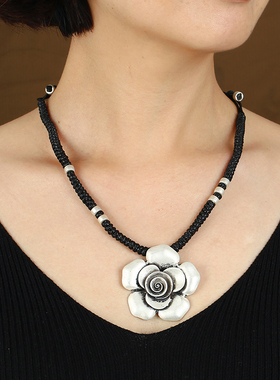 复古仿泰银民族风短款项链