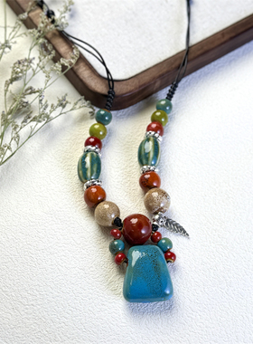 波西米亚复古民族风陶瓷项链