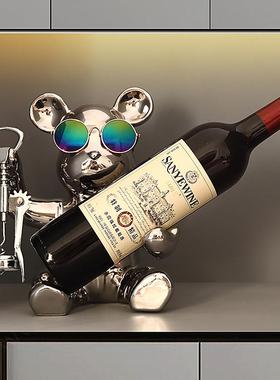 新款直销酒柜装饰品红酒架摆件网红熊客厅家居餐边柜电视柜摆设轻