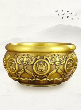新款直销纯铜古典五福聚宝盆中式纯手工聚宝盆摆件办公室招财铜器