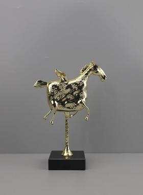 新款直销欧式创意简约金属大理石梦马摆件书房书柜样板房桌面客厅