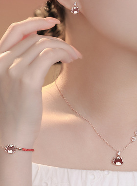 原创足银s999国风小马葫芦钱币项链女手链轻奢本命年好运耳钉