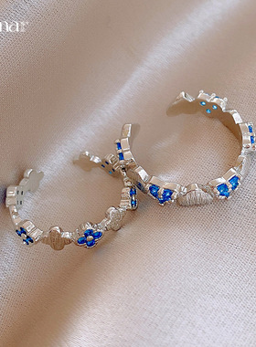 复古风锆石爱心花朵开口戒指小众高级感精致指环时尚百搭气质手饰