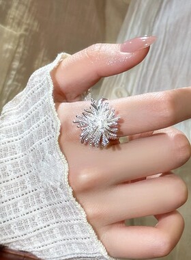 小众设计银色烟花戒指女轻奢高级感独特个性食指指环新款爆款