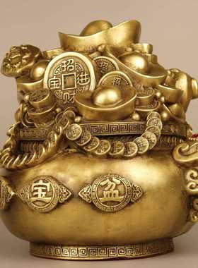 新款直销聚宝盆摆件铜元宝聚宝盆家用客厅办公室财位摆件存钱罐礼