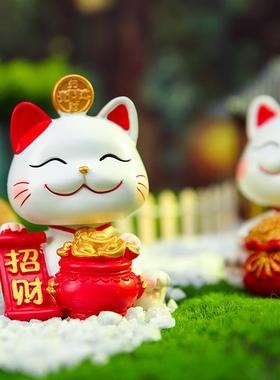 新款直销创意摇头猫车载装饰手办树脂工艺家居办公桌开业送人礼品