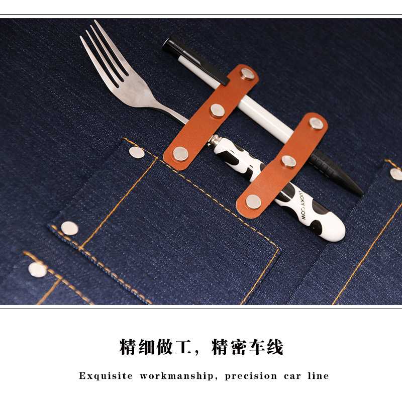 新款直销牛仔围裙厨房做饭咖啡店奶茶美发美甲画画男女工作服儿童 - 图2