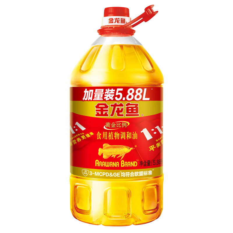 金龙鱼黄金比例1比1比1食用油调和油5.88L家用油炒菜烹饪食用油,淘宝优惠券,粉丝福利购,淘宝优惠卷