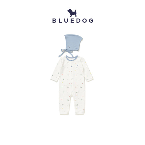 BLUEDOG 韩国蓝狗26FW卡通玩具连身服透气爬服婴儿长袖哈衣带帽子 - 图0