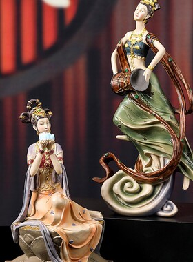 闻派新中式敦煌飞天摆件禅意古典人物客厅玄关书柜古风装饰工艺品