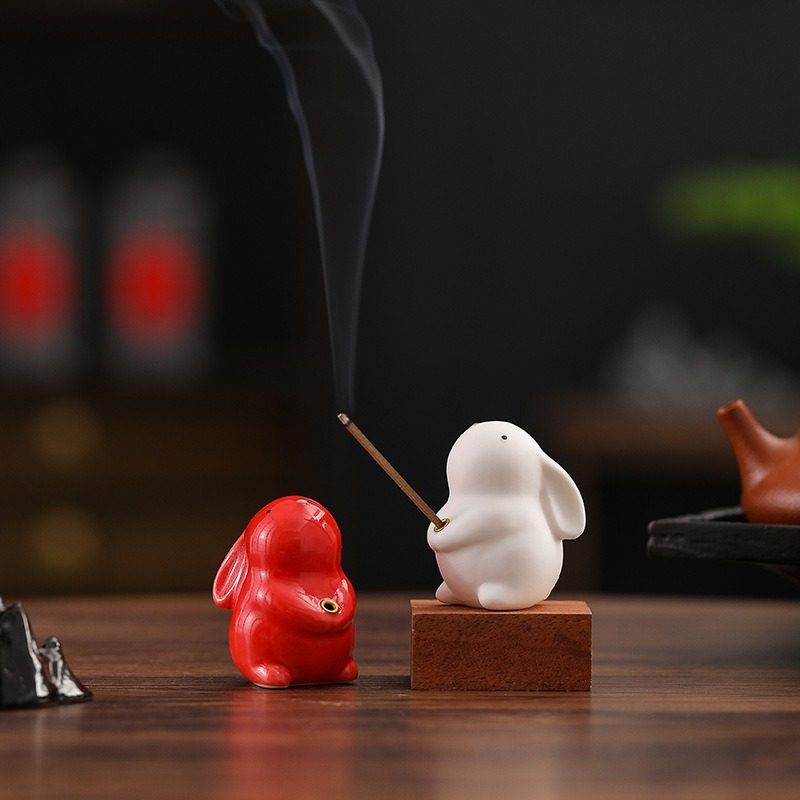 可爱小兔子陶瓷摆件线香香香炉插托香茶道香香香家用道室内座器,淘宝优惠券,粉丝福利购,淘宝优惠卷