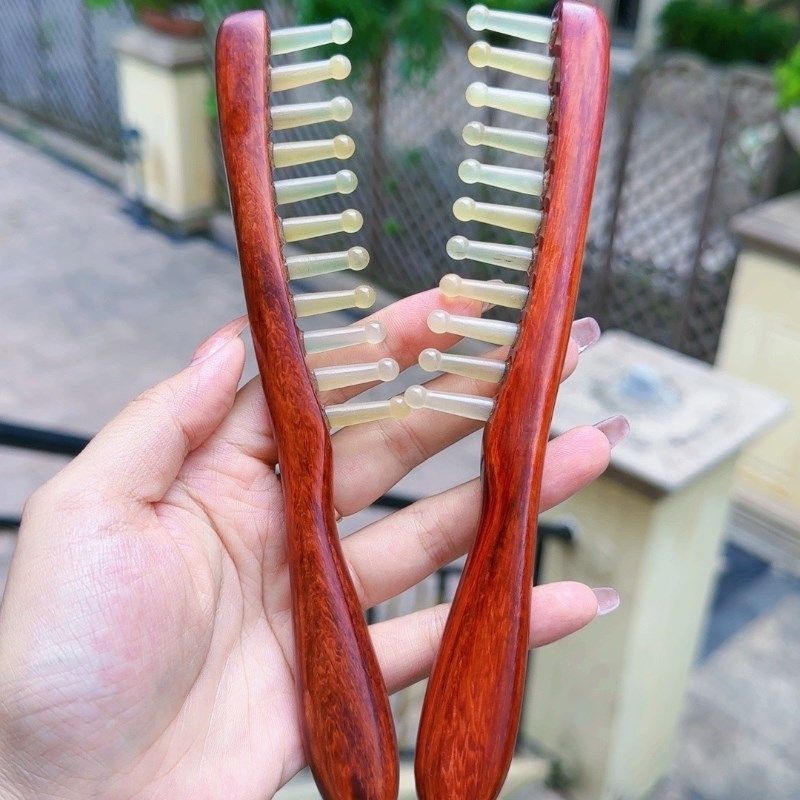 单排头疗梳檀木加牛角钉按摩头部经络改善睡眠白发掉发脱发,淘宝优惠券,粉丝福利购,淘宝优惠卷