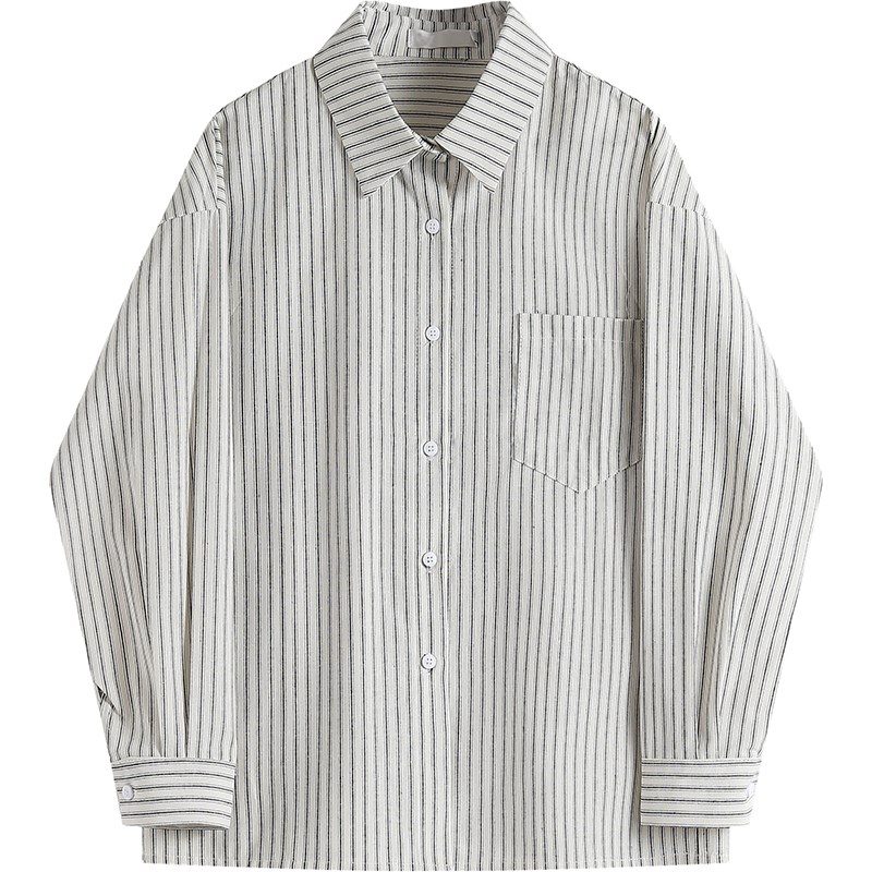 学院风长袖条纹衬衫女套装秋季新款针织V领毛衣背心马甲两件套女 - 图0