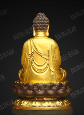 纯铜娑婆三圣观世音菩萨释迦摩尼地藏王菩萨佛像摆件寺庙供奉三圣
